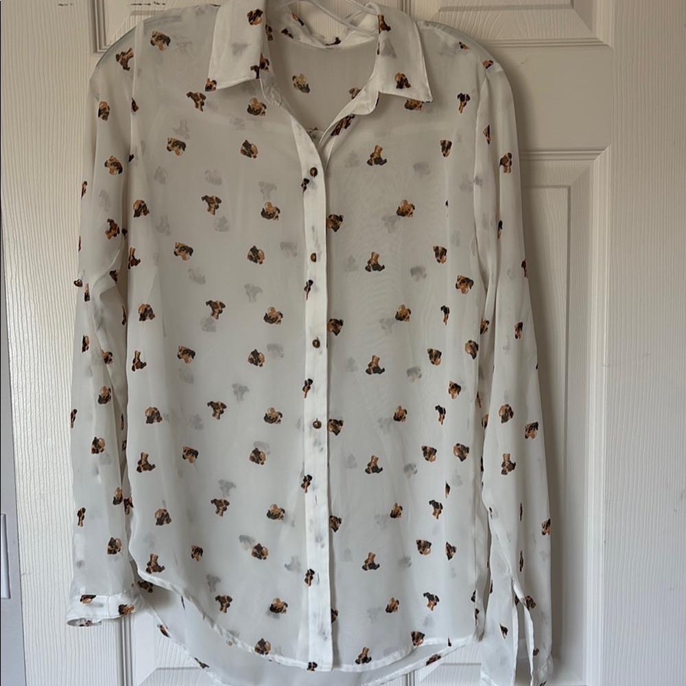 White Blouse with cute dog print